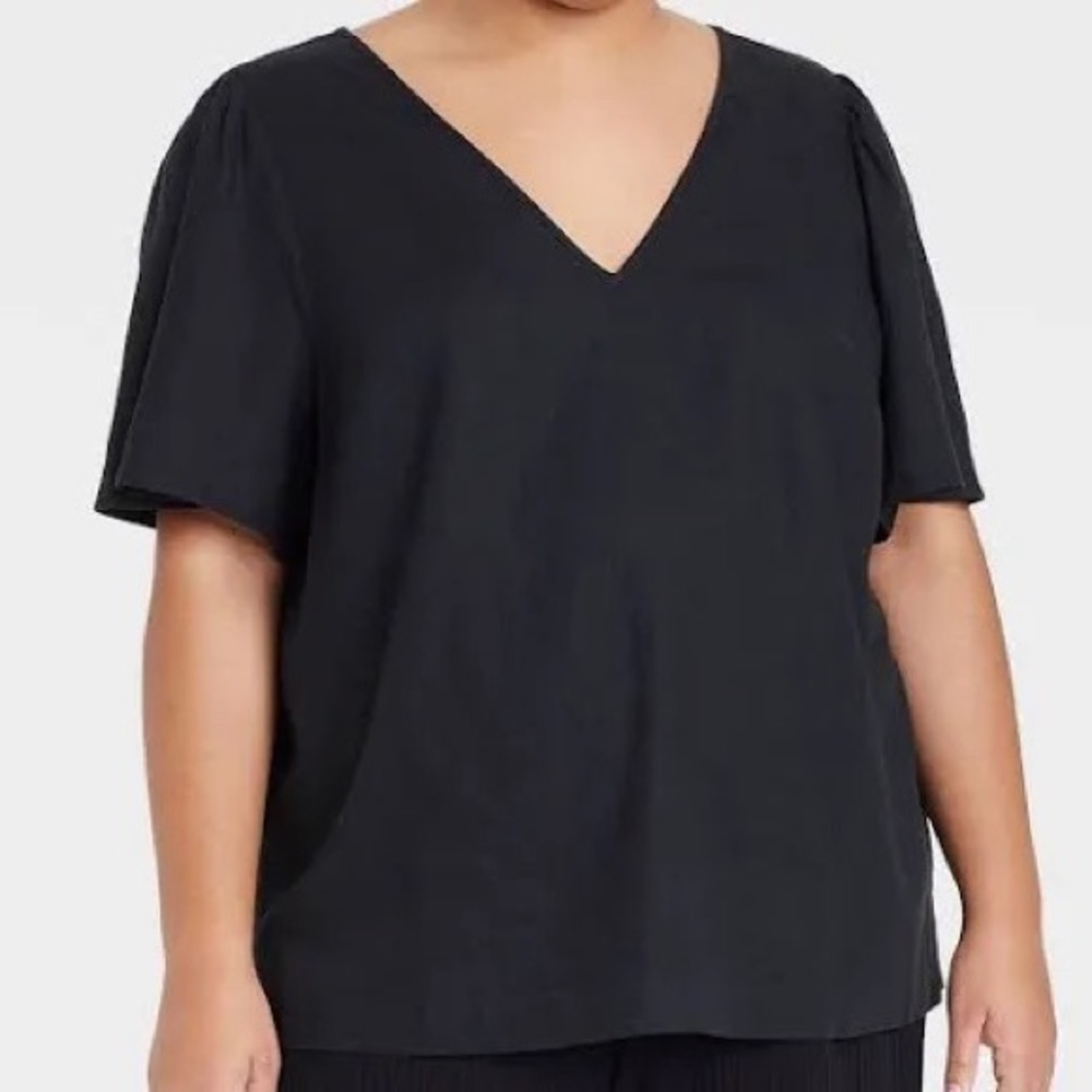 Ava & Viv™ Women's Plus Size Short Sleeve Blouse - Black
